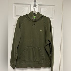 Nike Vintage Y2K early 2000s Mini Swoosh Hoodie Sweatshirt Olive Size Large